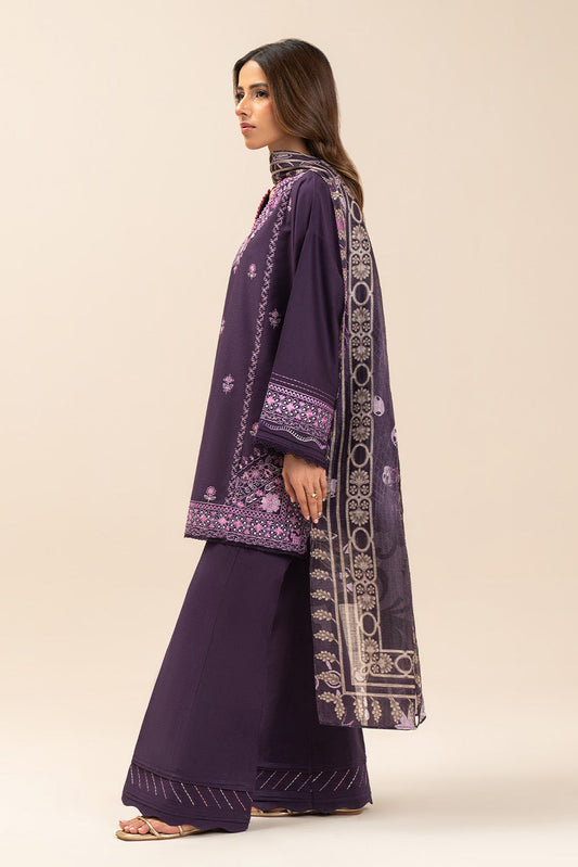 3 PIECE EMBROIDERED LAWN SUIT-PURPLE SERENITY (UNSTITCHED)