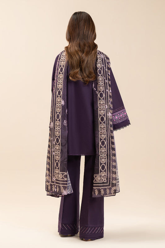 3 PIECE EMBROIDERED LAWN SUIT-PURPLE SERENITY (UNSTITCHED)