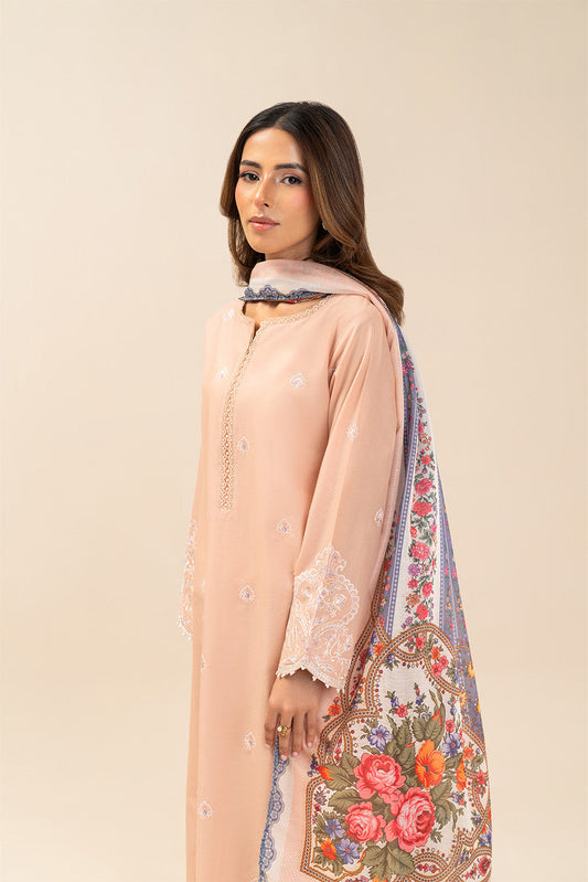 3 PIECE EMBROIDERED LAWN SUIT-ROSE QUARTZ (UNSTITCHED)