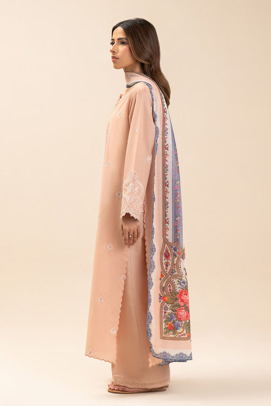3 PIECE EMBROIDERED LAWN SUIT-ROSE QUARTZ (UNSTITCHED)