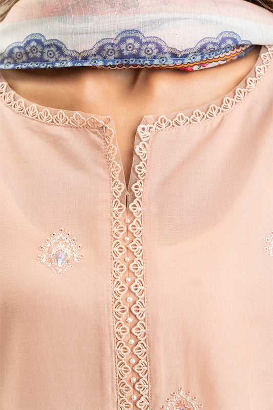 3 PIECE EMBROIDERED LAWN SUIT-ROSE QUARTZ (UNSTITCHED)