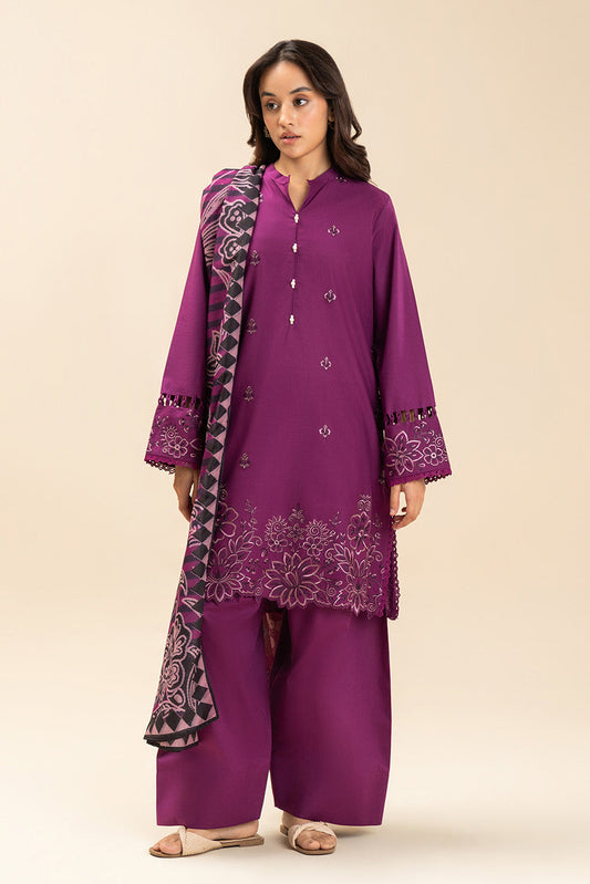 3 PIECE EMBROIDERED LAWN SUIT-FUSCHIA FUZZ (UNSTITCHED)