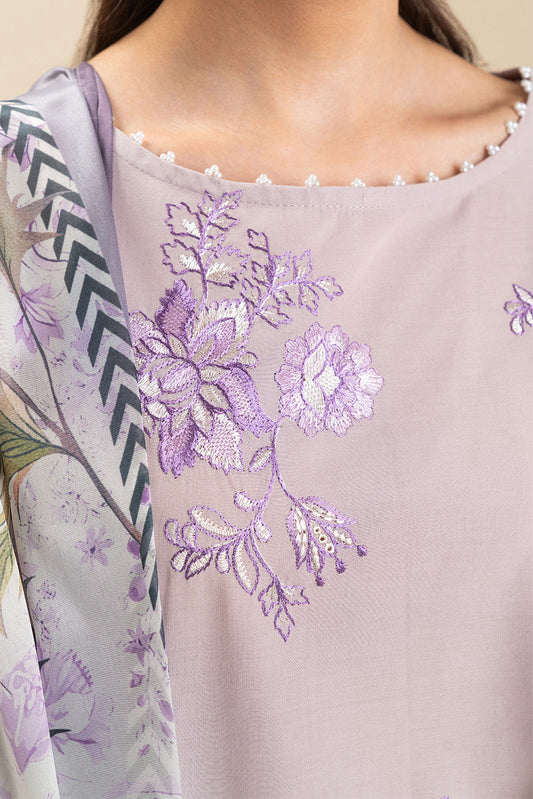 3 PIECE EMBROIDERED LAWN SUIT-ORCHID WHISPER (UNSTITCHED)