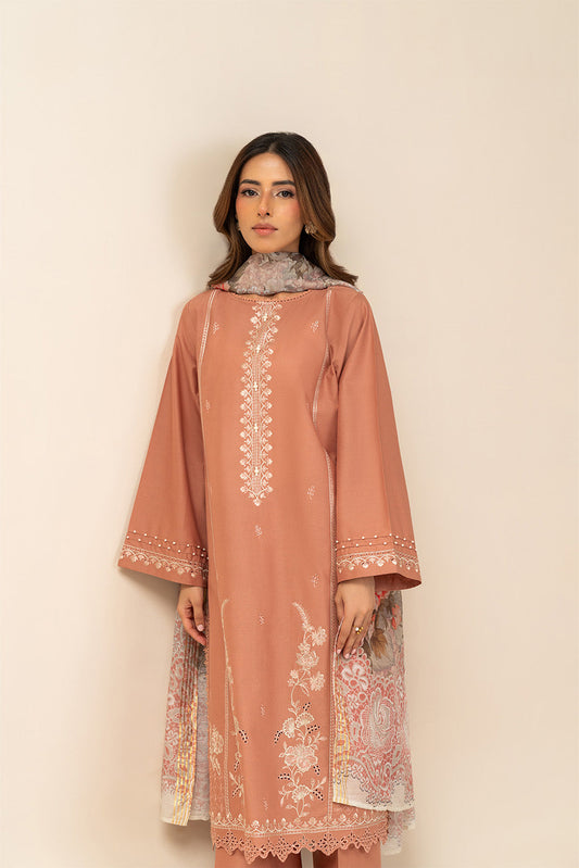 3 PIECE EMBROIDERED LAWN SUIT-TERRACOTTA CLOUD (UNSTITCHED)