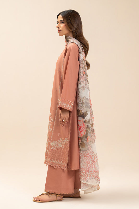 3 PIECE EMBROIDERED LAWN SUIT-TERRACOTTA CLOUD (UNSTITCHED)