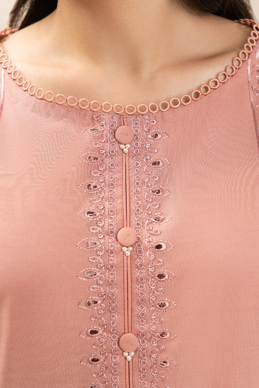 3 PIECE EMBROIDERED LAWN SUIT-CREAM PEACH (UNSTITCHED)