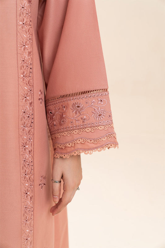 3 PIECE EMBROIDERED LAWN SUIT-CREAM PEACH (UNSTITCHED)