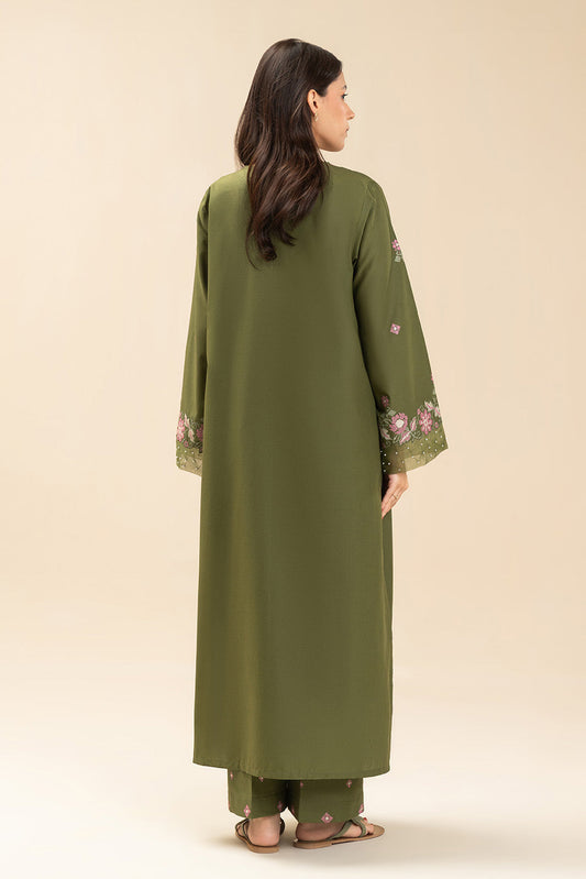 2 PICE EMBROIDERED LAWN SUIT-OLIVE VOYAGE (UNSTITCHED)