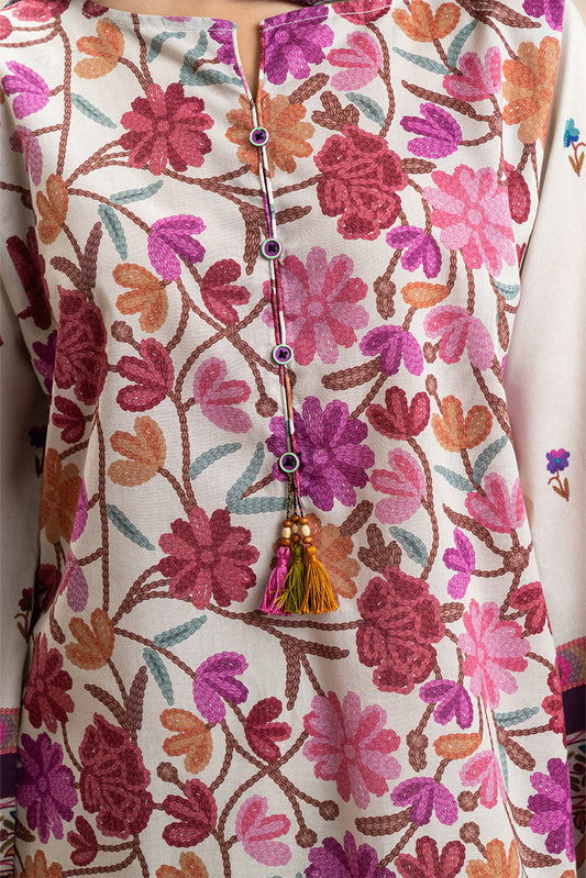 3 PIECE PRINTED LAWN SUIT-WHIMSICAL WHITE (UNSTITCHED)