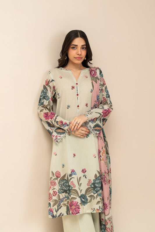 3 PIECE PRINTED LAWN SUIT-BOTANIC BLISS (UNSTITCHED)