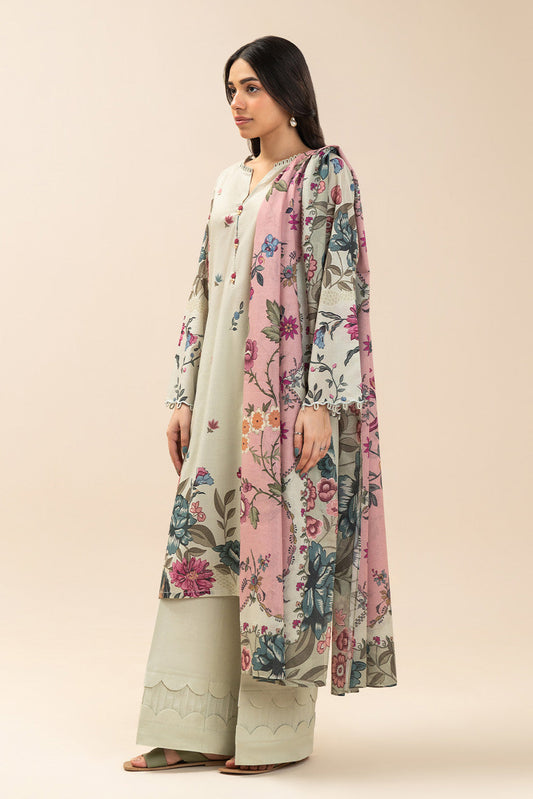 3 PIECE PRINTED LAWN SUIT-BOTANIC BLISS (UNSTITCHED)