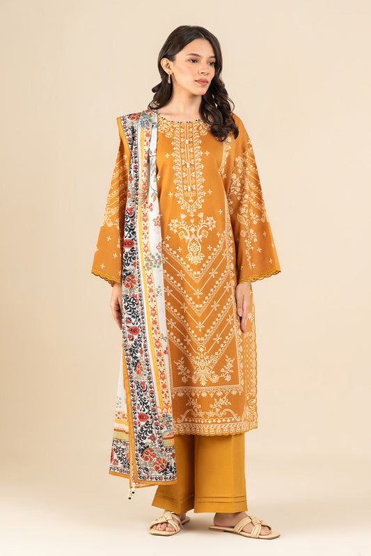 3 PIECE PRINTED LAWN SUIT-SOLAR WHIMSY (UNSTITCHED)