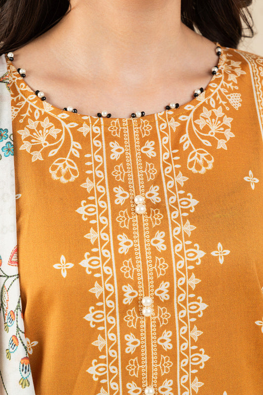 3 PIECE PRINTED LAWN SUIT-SOLAR WHIMSY (UNSTITCHED)