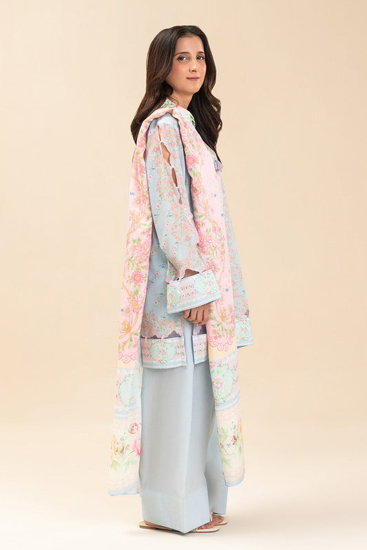 3 PIECE PRINTED LAWN SUIT-PASTEL DELICACY (UNSTITCHED)