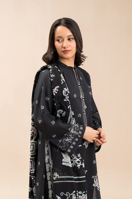3 PIECE PRINTED LAWN SUIT-MIDNIGHT NOIR (UNSTITCHED)