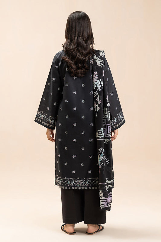 3 PIECE PRINTED LAWN SUIT-MIDNIGHT NOIR (UNSTITCHED)