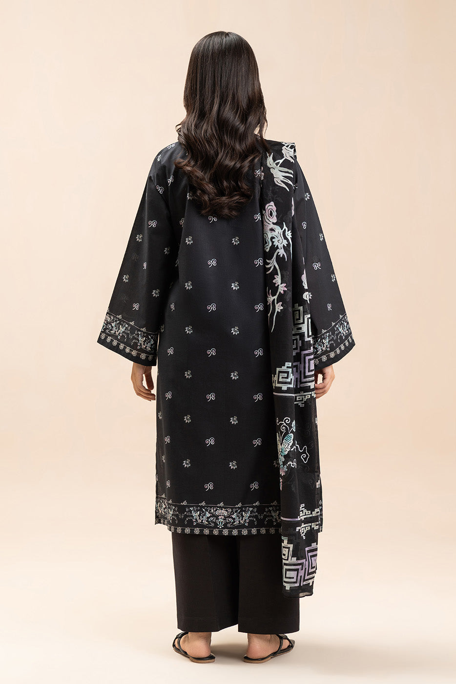 3 PIECE PRINTED LAWN SUIT-MIDNIGHT NOIR (UNSTITCHED)