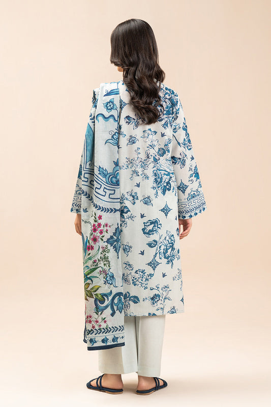 3 PIECE PRINTED LAWN SUIT-GARDEN MIST (UNSTITCHED)