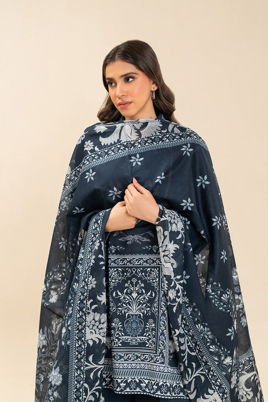 3 PIECE PRINTED LAWN SUIT-MYSTIC TIDE (UNSTITCHED)