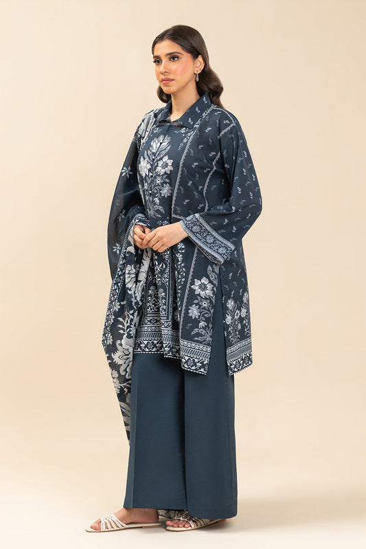3 PIECE PRINTED LAWN SUIT-MYSTIC TIDE (UNSTITCHED)