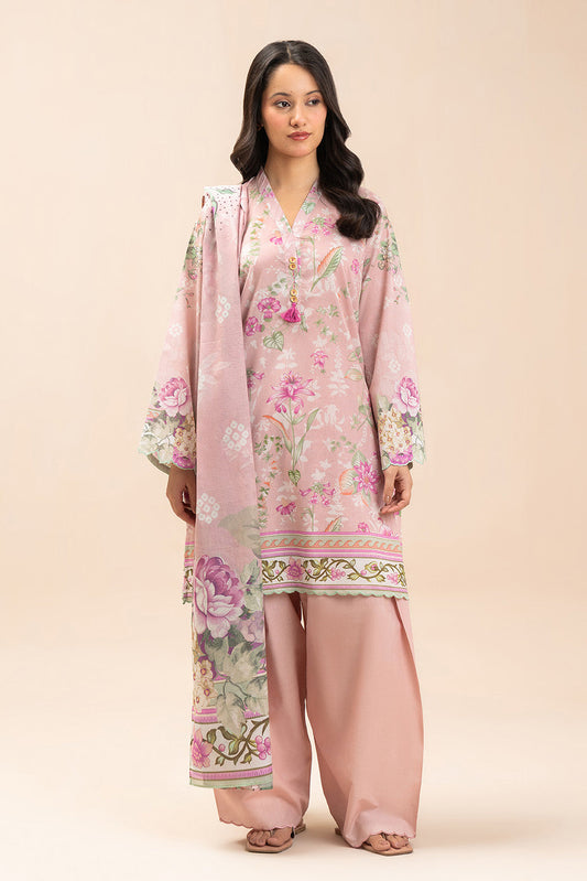 3 PIECE PRINTED LAWN SUIT-ROSY SYMPHONY (UNSTITCHED)