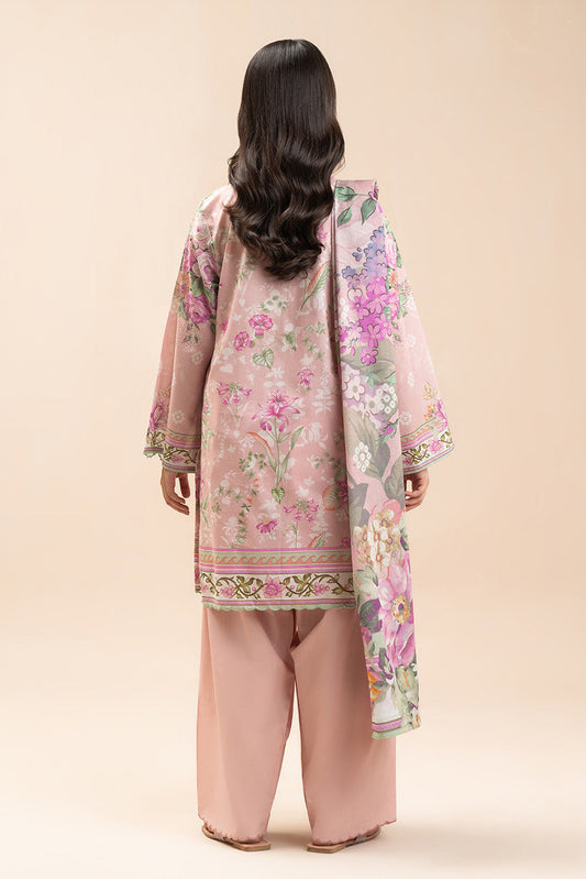 3 PIECE PRINTED LAWN SUIT-ROSY SYMPHONY (UNSTITCHED)