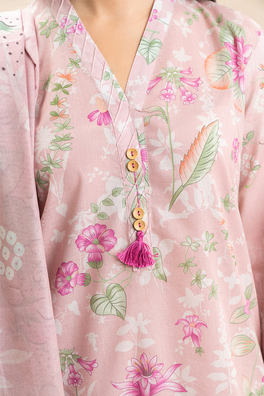 3 PIECE PRINTED LAWN SUIT-ROSY SYMPHONY (UNSTITCHED)