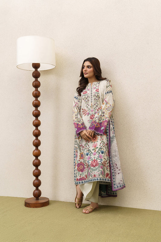 3 PIECE PRINTED LAWN SUIT-TROPIC TUNE (UNSTITCHED)