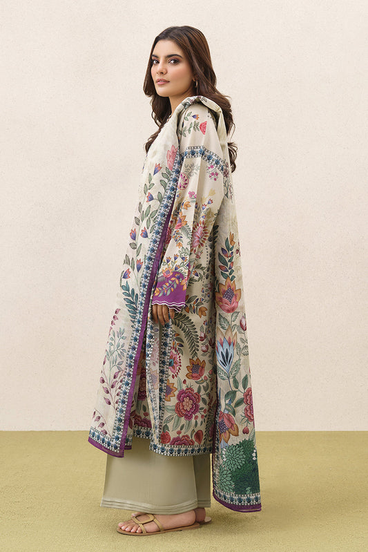 3 PIECE PRINTED LAWN SUIT-TROPIC TUNE (UNSTITCHED)