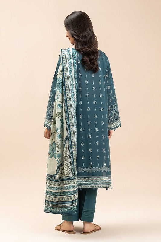 3 PIECE PRINTED LAWN SUIT-MYSTIC TEAL (UNSTITCHED)
