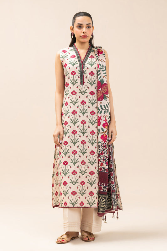 3 PIECE PRINTED LAWN SUIT-OPALINE FLEUR (UNSTITCHED)
