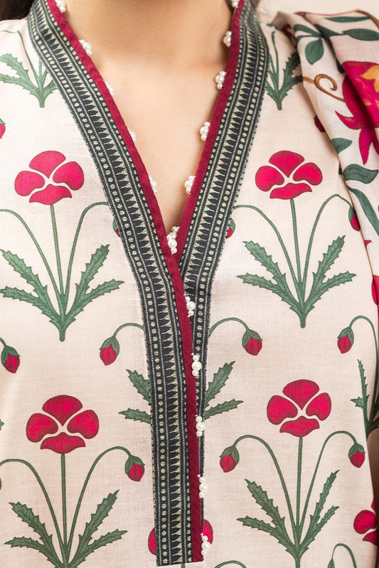 3 PIECE PRINTED LAWN SUIT-OPALINE FLEUR (UNSTITCHED)