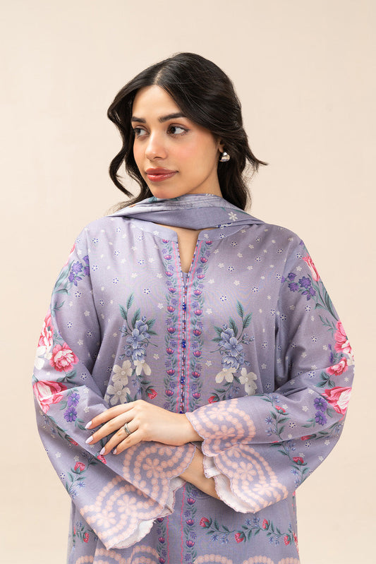 3 PIECE PRINTED LAWN SUIT-HYDRANGEA HAZE (UNSTITCHED)