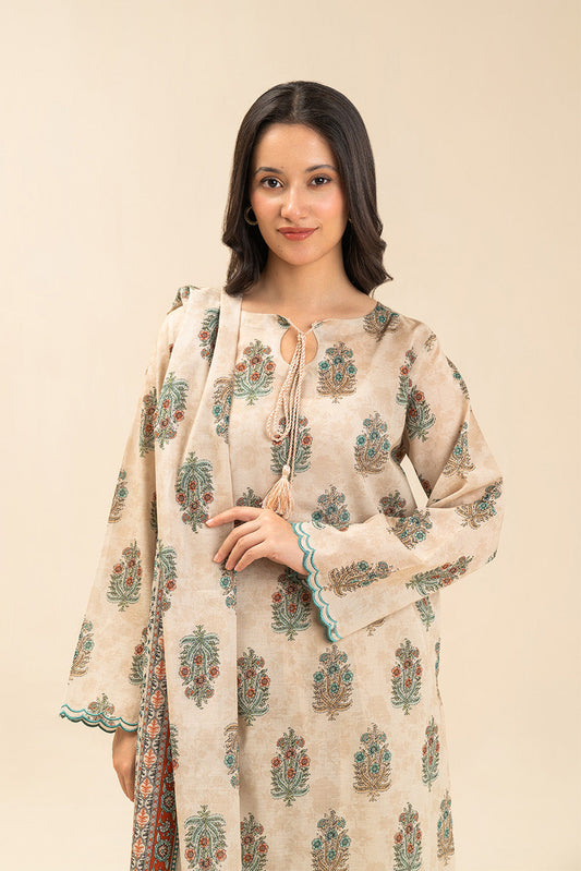 3 PIECE PRINTED LAWN SUIT-WHIMSICAL DUSK (UNSTITCHED)