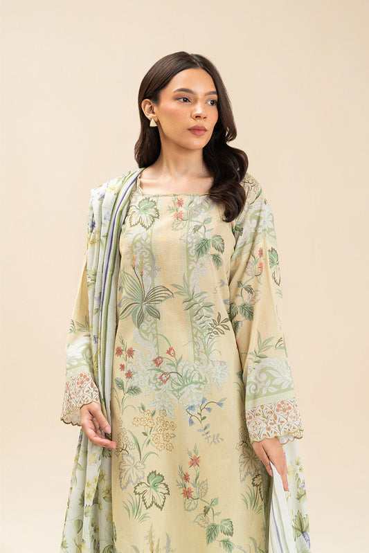 3 PIECE PRINTED LAWN SUIT-LIMEADE SUMMER (UNSTITCHED)