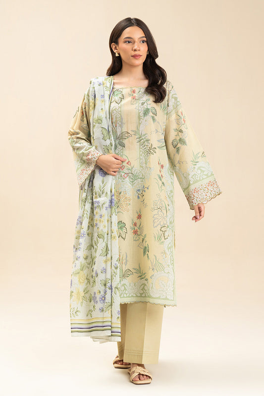 3 PIECE PRINTED LAWN SUIT-LIMEADE SUMMER (UNSTITCHED)
