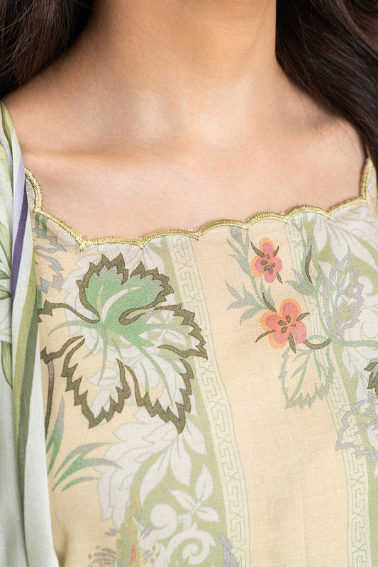 3 PIECE PRINTED LAWN SUIT-LIMEADE SUMMER (UNSTITCHED)