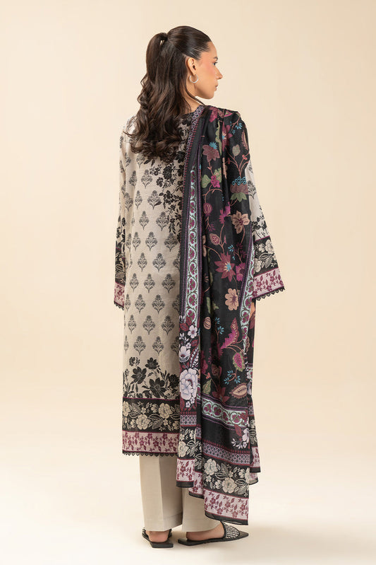 3 PIECE PRINTED LAWN SUIT-WHIMSICAL FLORET (UNSTITCHED)