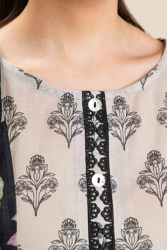 3 PIECE PRINTED LAWN SUIT-WHIMSICAL FLORET (UNSTITCHED)