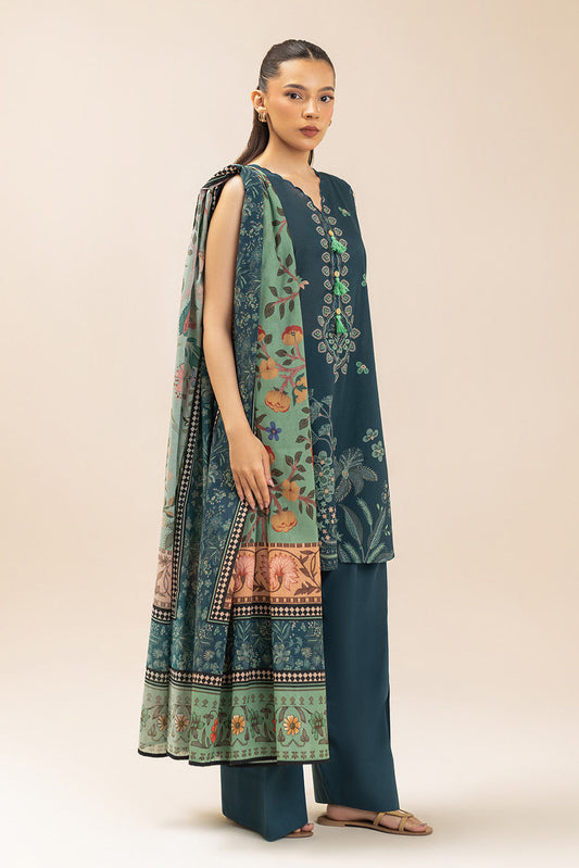 3 PIECE PRINTED LAWN SUIT-MISTY BREEZE (UNSTITCHED)