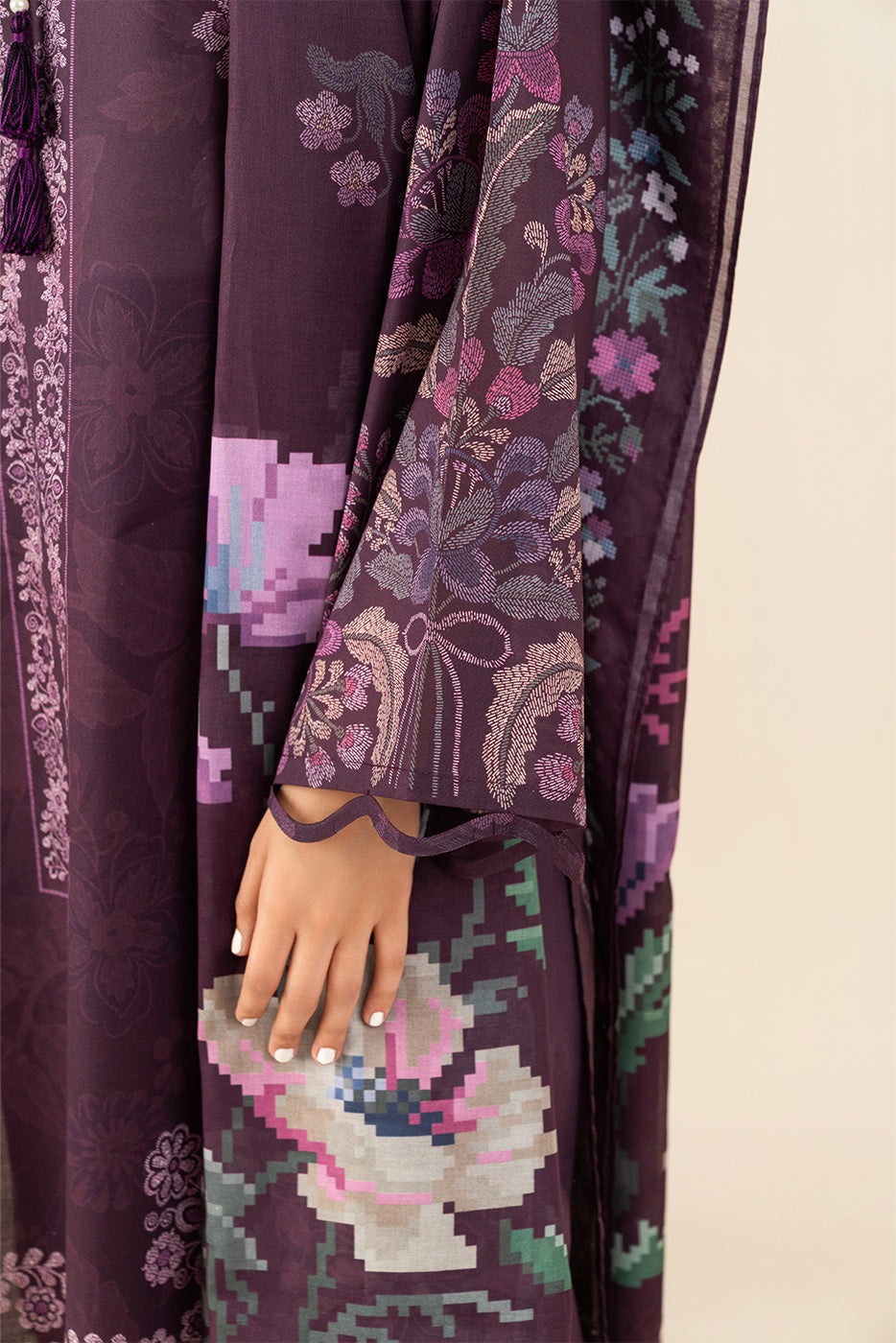 3 PIECE PRINTED LAWN SUIT-JACOBEAN HAZE ( UNSTITCHED )