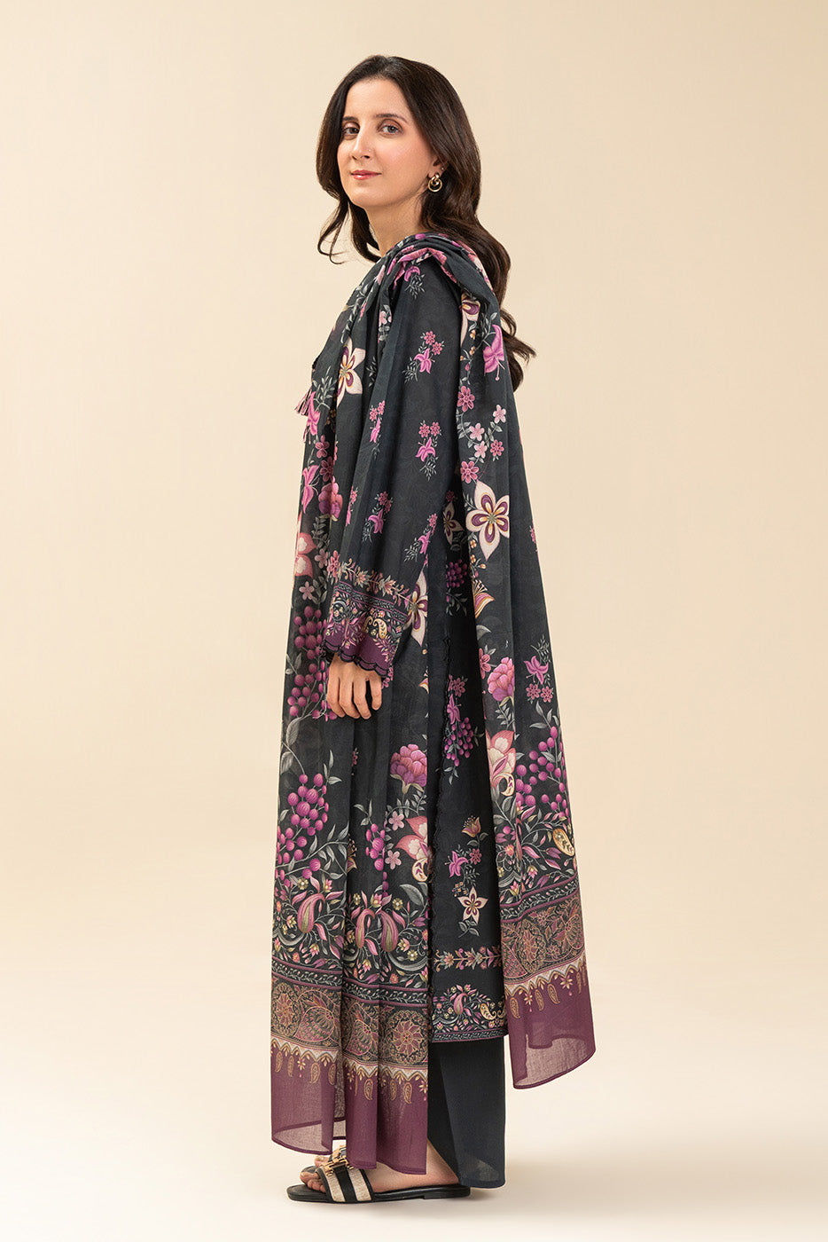 3 PICE PRINTED LAWN SUIT-EBONY FLORENCE (UNSTITCHED)