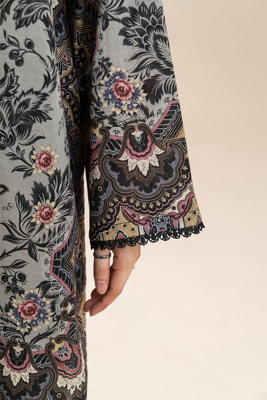 3 PIECE PRINTED LAWN SUIT-WHIMSICAL SAGE (UNSTITCHED)