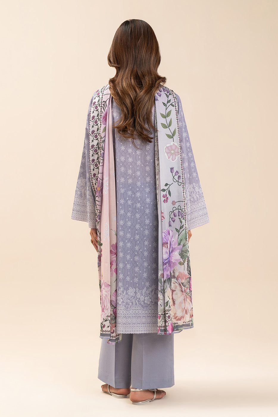3 PIECE PRINTED LAWN SUIT-LAVENDER MIST (UNSTITCHED)
