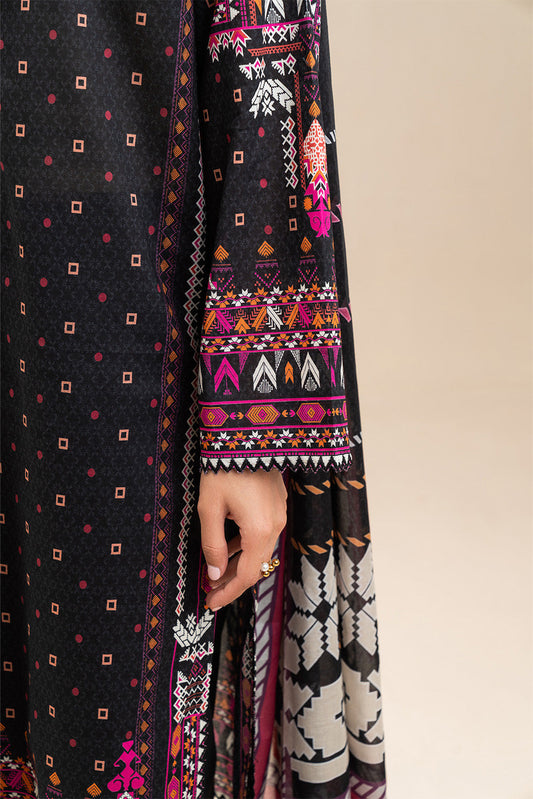 3 PIECE PRINTED LAWN SUIT-MIDNIGHT NOIR (UNSTITCHED)
