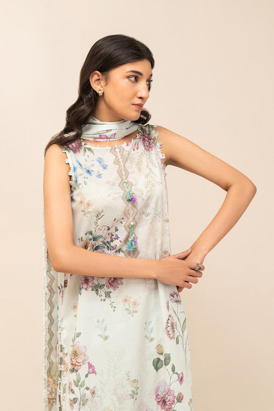3 PIECE PRINT LAWN SUIT-IVORY WHISPER (UNSTITCHED)