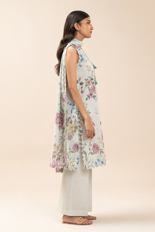 3 PIECE PRINT LAWN SUIT-IVORY WHISPER (UNSTITCHED)