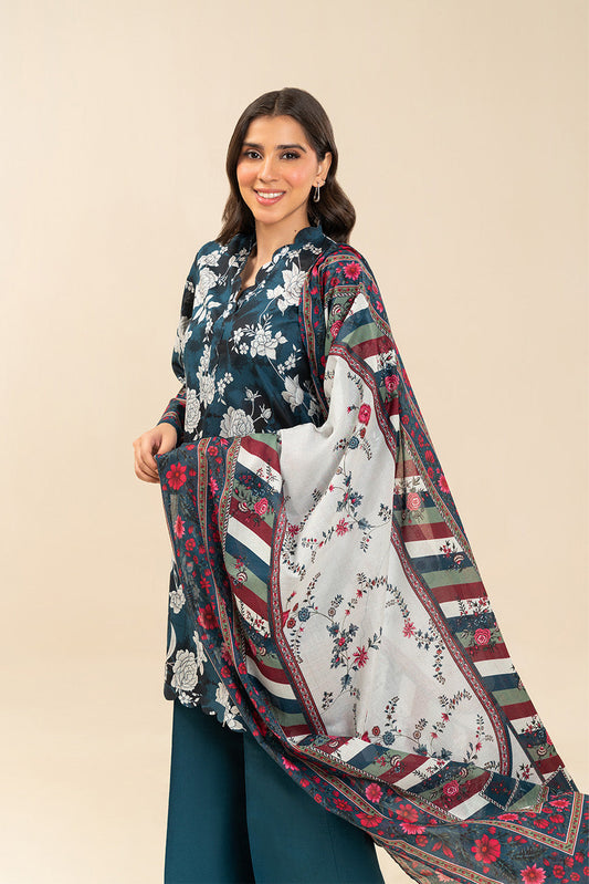 3 PIECE PRINTED LAWN SUIT-AZURE FLORAL (UNSTITCHED)