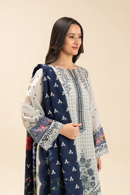 3 PIECE PRINTED LAWN SUIT-AZURE GRACE (UNSTITCHED)