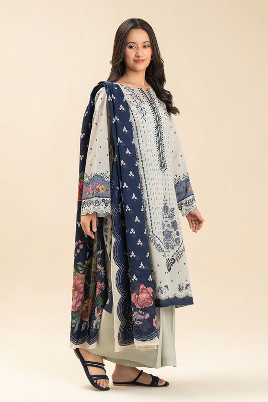 3 PIECE PRINTED LAWN SUIT-AZURE GRACE (UNSTITCHED)